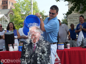 John  Gohmann was one of the brave volunteers that accepted the Ice Bucket Challenge… in a suit and tie, no less.
