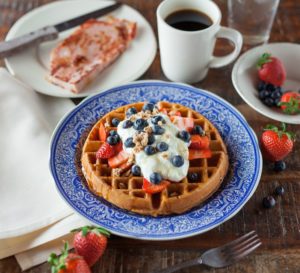 berry waffle on table