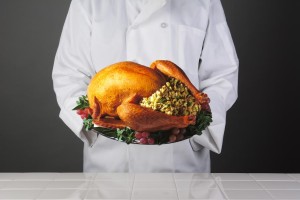 cheff with thanksgiving turkey